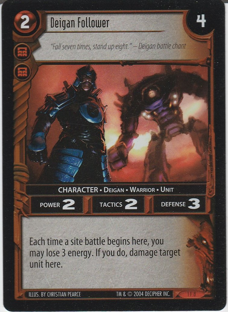 Wars TCG 2nd Place Tournament Foil Deigan Follower Card 1F8